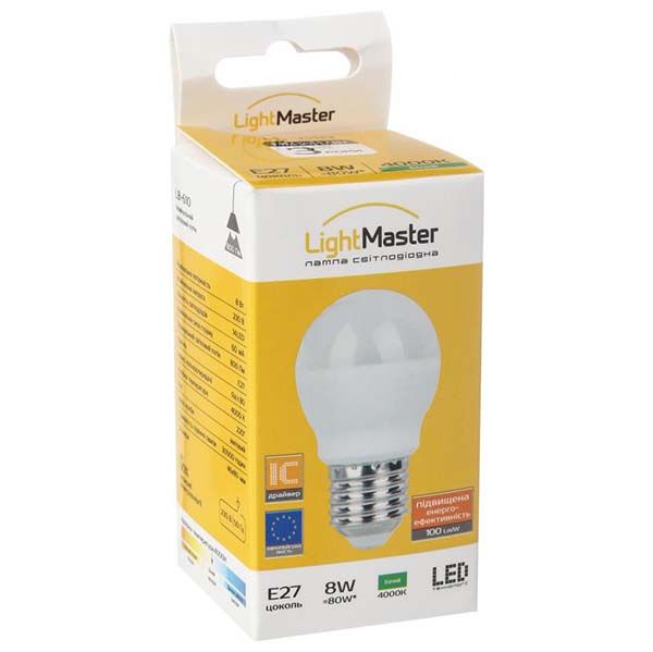 Лампа светодиодная LightMaster LB-610 G45 8 Вт E27 220 В матовая 4000 K